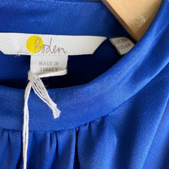 NWT Boden Bias Cut Midi Dress Size 6 Sea Blue Satin Sleeveless - Picture 13 of 16